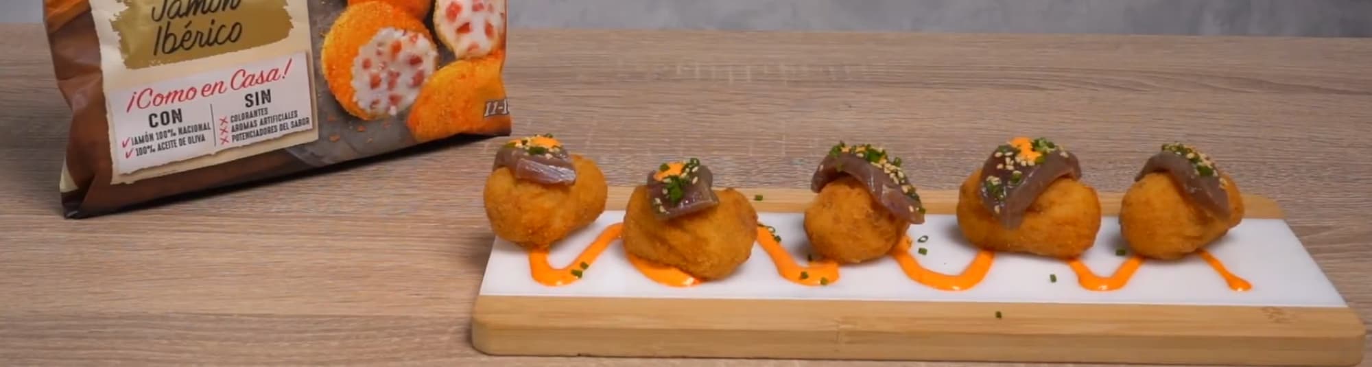 croquetas de jamón La Cocinera con atún marinado